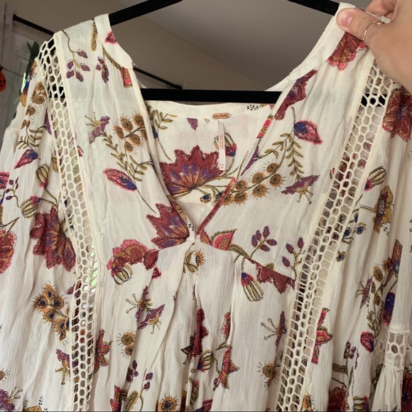 EUC Free People boho floral flowy tunic top - Picture 2 of 9